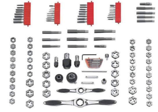 JEU DE TARAUDS ET FILIÈRES À CLIQUET 114PCS