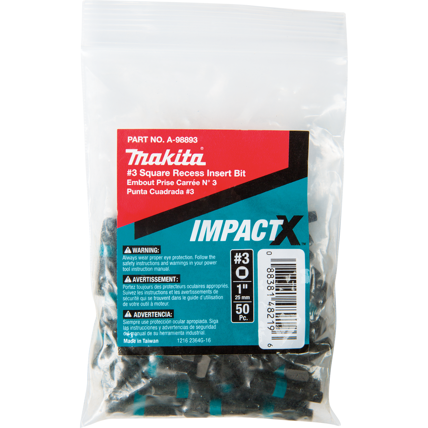 PQT 50 BIT SQUARE #3 X 1'' IMPACT MAKITA