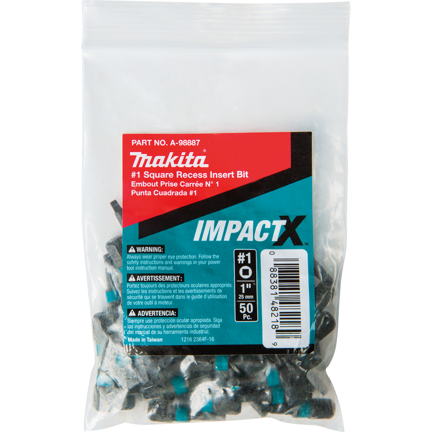 PQT 50 BIT SQUARE #1 X 1'' IMPACT MAKITA