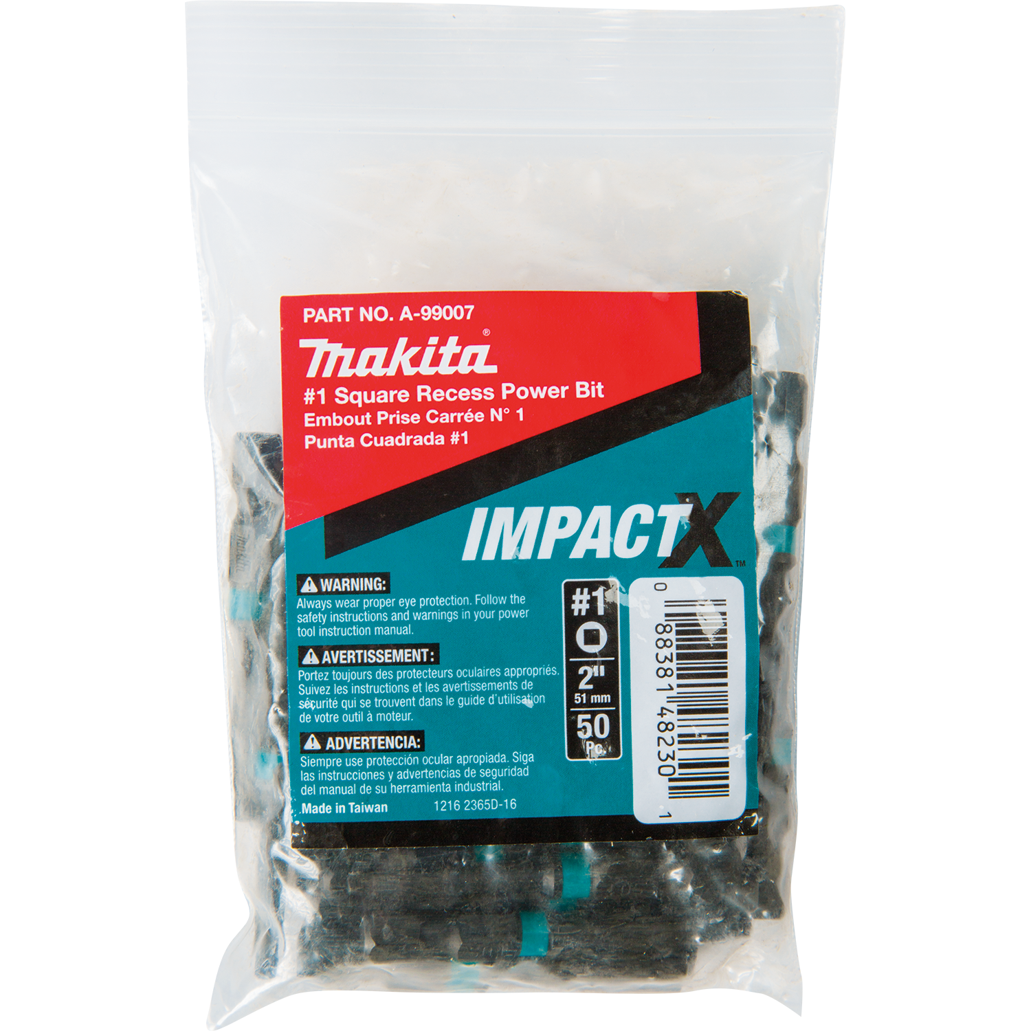 PQT 50 BIT SQUARE #1 X 2'' IMPACT MAKITA